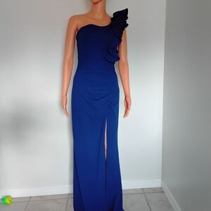 Elegant Blue One-Shoulder Dress